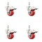 Service Caster 3 Inch 316SS Red Polyurethane Wheel Swivel 1/2 Inch Stem Caster Set Lock Brake SS316TSTTL20S314-PPUB-RED-121315-4 - alternate 1